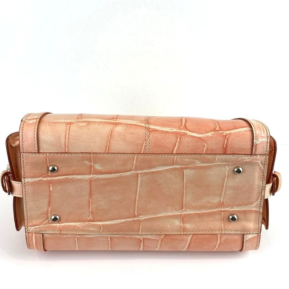 Vintage Y2K Dooney & Bourke Croc Leather Satchel Handbag Peach Charm Pockets NWT - Picture 4 of 13